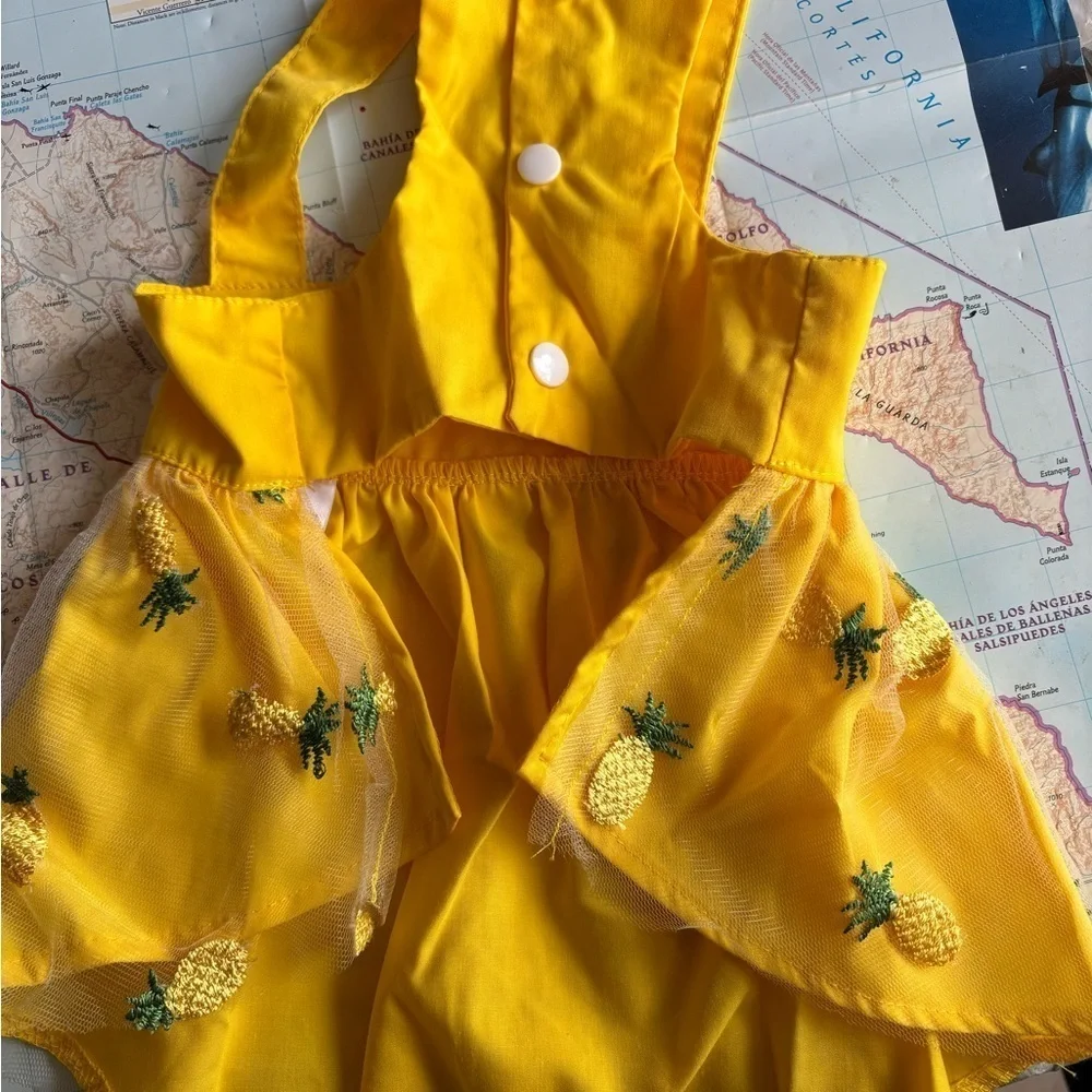 Dog Dresses Yellow Pineapple Small Puppy Dress Spring Summer Girls